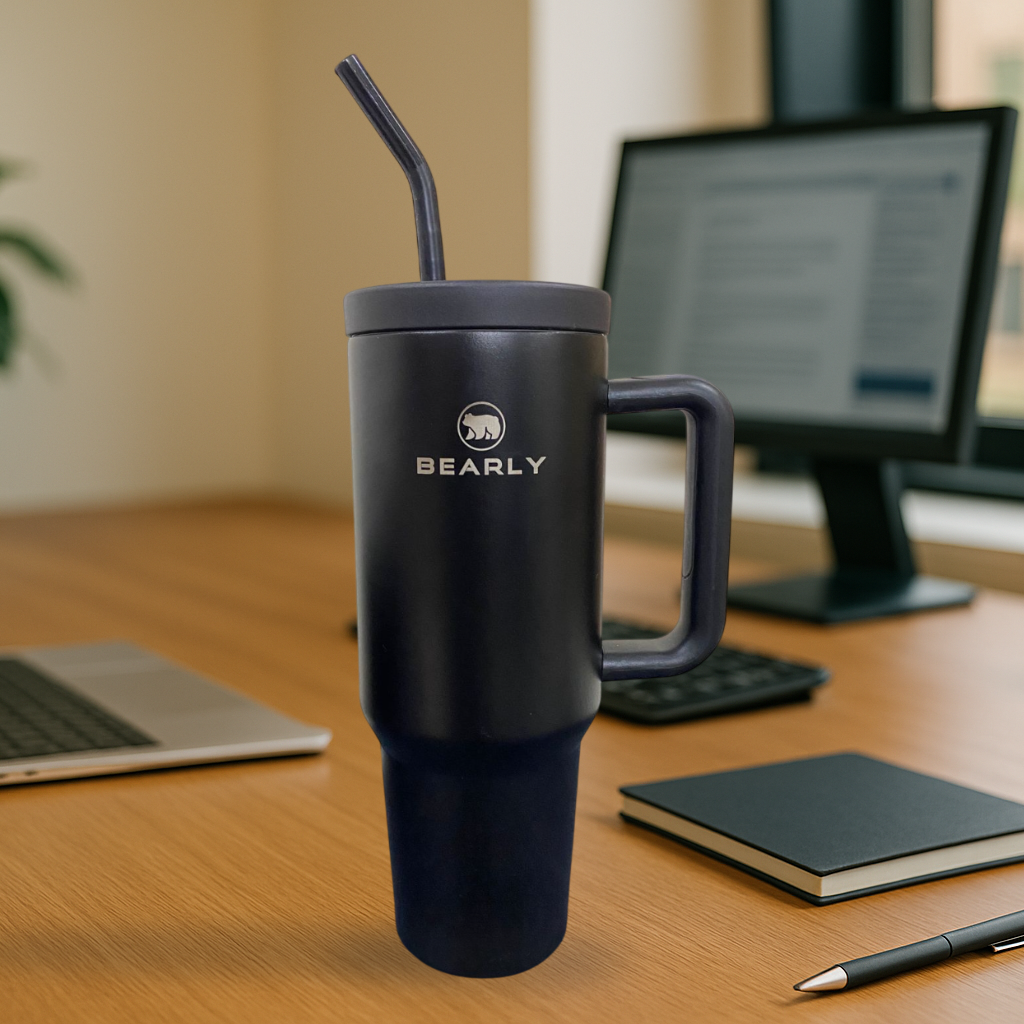 black tumbler bottle for office use